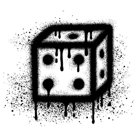 Dice graffiti with black spray paint. vector illustration.のイラスト素材