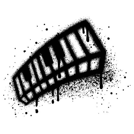 Piano graffiti sprayed in black over white.のイラスト素材
