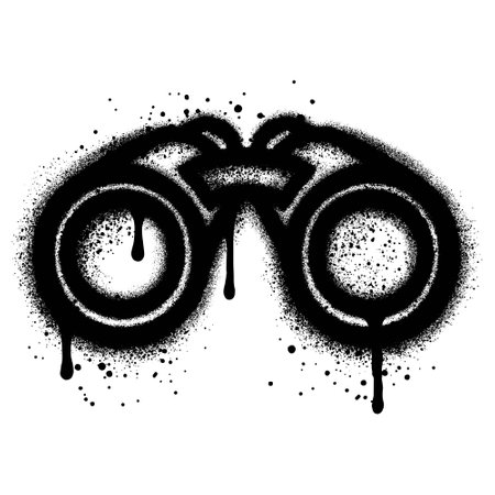 binoculars graffiti with black spray paint. vector illustration.のイラスト素材