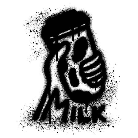 image of a hand holding a bottle of milkshake in graffiti styleのイラスト素材