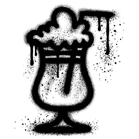 Milkshake graffiti with black spray paint. vector illustration.のイラスト素材