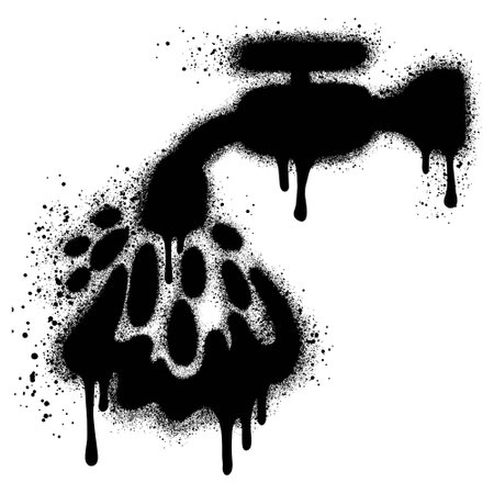water tap icon graffiti with black spray paint. vector illustration.のイラスト素材