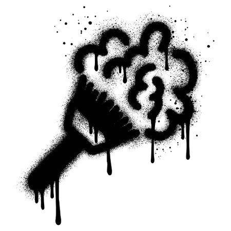 Sweep graffiti, short brush with spray paint accompanied by dust flying in the air.のイラスト素材