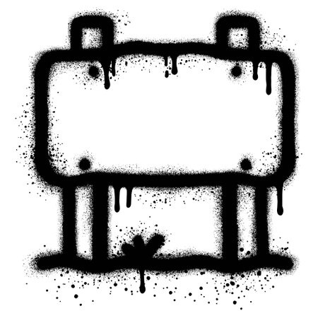 Wooden sign on a grass with graffiti style. vector illustrationのイラスト素材