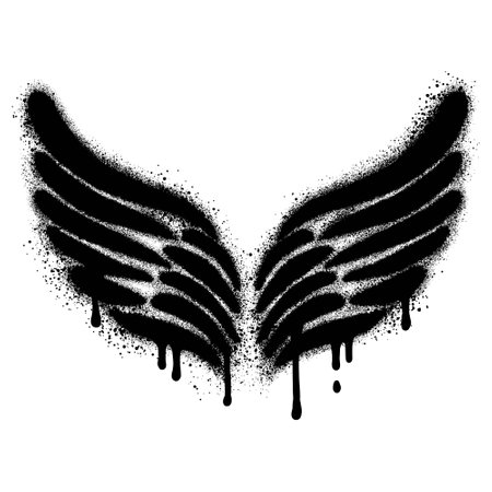 Spray Painted Graffiti Wing Sprayed Isolated on white Background.のイラスト素材
