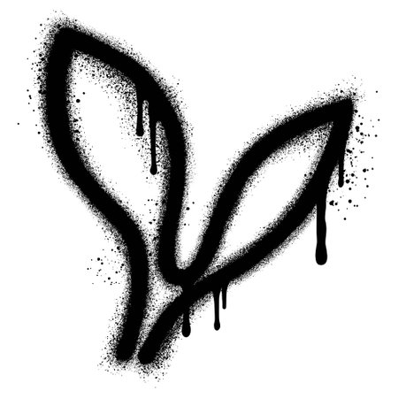 Leaf graffiti sprayed with black spray paint for environmental design concept.のイラスト素材