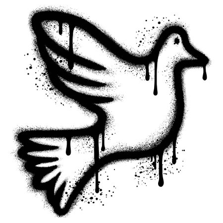 Spray graffiti bird symbol isolated on White background.のイラスト素材