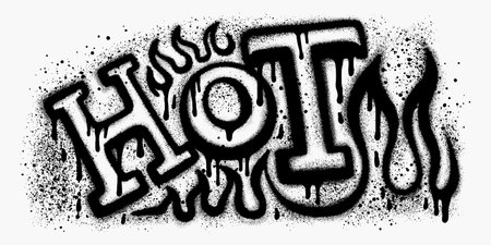 Hot fire sign in graffiti style, promotion fire banner, price tag and hot sale.のイラスト素材