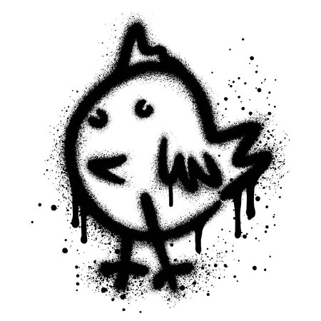Chick graffiti with black spray paint. vector illustration.のイラスト素材