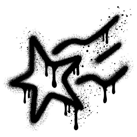 Star graffiti with black spray paint.vector illustration.のイラスト素材
