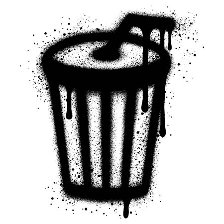 Drink cup graffiti with black spray paint.vector illustration.のイラスト素材