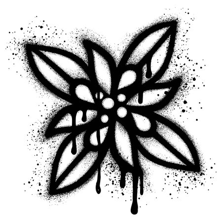 Flower in urban graffiti style with black spray paint. vector illustration.のイラスト素材
