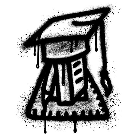 education icon in graffiti style. learning illustration. degree hatのイラスト素材