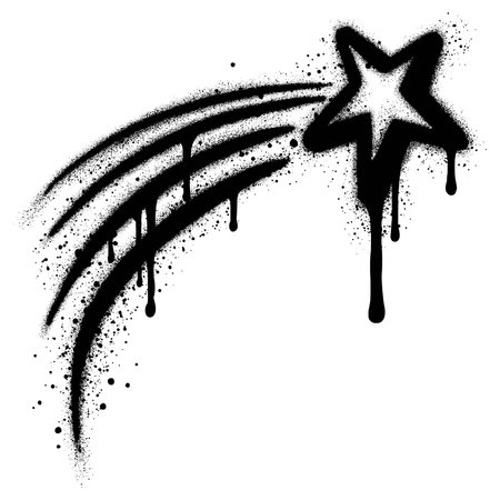 Star in urban graffiti style with black spray paint. vector illustration.のイラスト素材