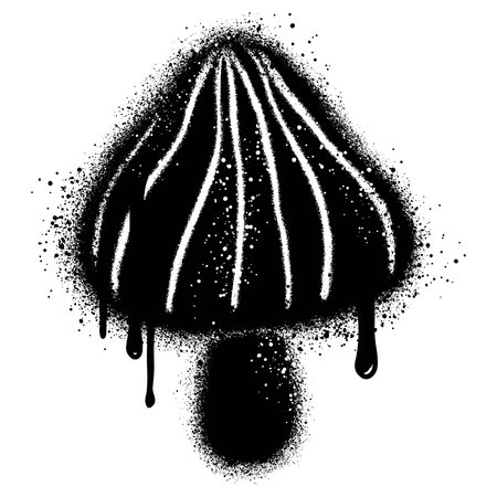 Mushroom graffiti with black spray paint. vector illustration.のイラスト素材