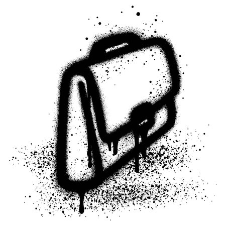 Business bag graffiti with black spray paint. vector illustration.のイラスト素材