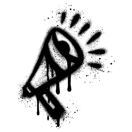 Spray Painted Graffiti Megaphone icon Sprayed isolated with a white background. Vector illustration.のイラスト素材