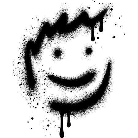 Kid face smiling painted spray paint. Vector illustration on white background. Sprayed paint stencil graffiti.のイラスト素材