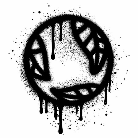 Globe map drawing and leaves in graffiti style on white background.のイラスト素材