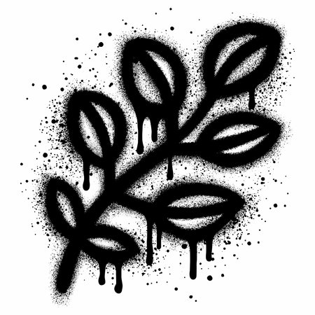 Graffiti leaves in graffiti style with black spray paint.のイラスト素材