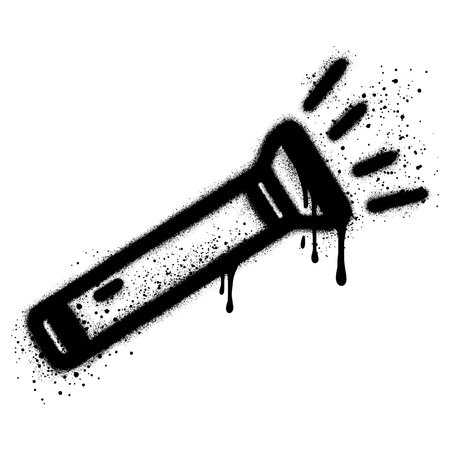 Flashlight in graffiti style with black spray paint.のイラスト素材