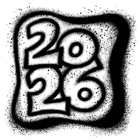 2026 new year graffiti in spray paint style.のイラスト素材