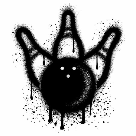 Spray Painted Graffiti Bowling icon  Sprayed isolated with a white background.のイラスト素材