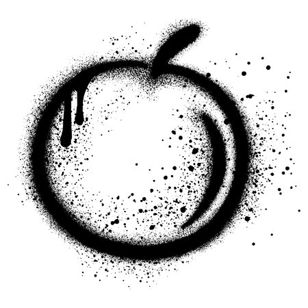Citrus fruit in graffiti style with black spray paint.のイラスト素材