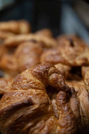 variety of Croisants in a bakery fresh from the ovenの写真素材