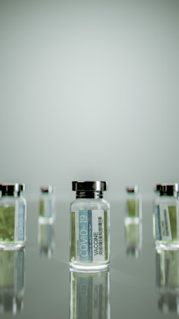 vaccine, various glass vials with antiviralの写真素材