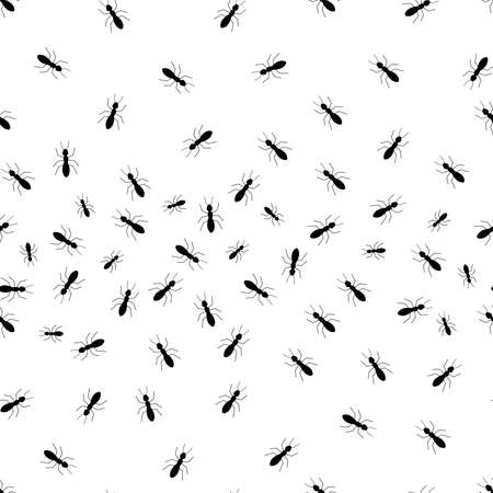 Seamless repeating pattern Small ant isolated on white background hand drawn vector illustration Use for fabric, textile, fashionのイラスト素材