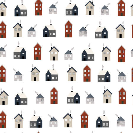 Seamless pattern The background of the house and residential building Modern design Use for publication, fashion, textiles, vector illustrationのイラスト素材