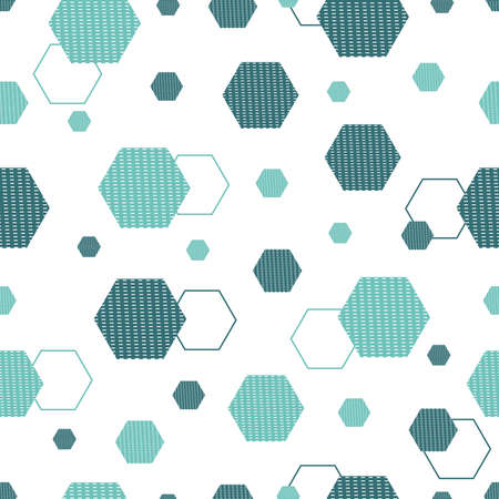 Seamless abstract geometric pattern Green overlapping hexagon background Modern design concept For textiles, fashion, publications, wallpapers Vector illustrationのイラスト素材
