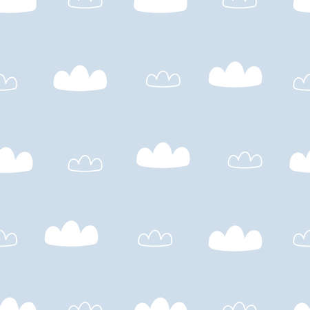 Hand drawn clouds in seamless pattern cartoon style Used for printing, wallpaper, decoration.のイラスト素材