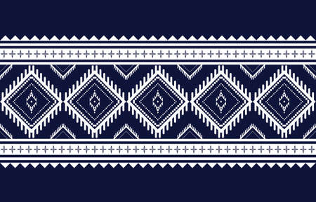 Geometric ethnic pattern vector Blue and white abstract seamless background The design used for Print, wallpaper, pattern fabric, fashion textileのイラスト素材