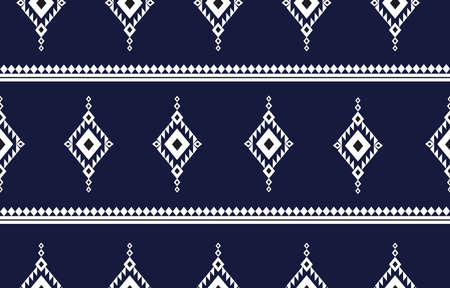 Geometric ethnic pattern Abstract seamless background in navy and white color Design for Print,...