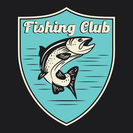 Explorer, wilderness, Adventure, Camping Emblem Graphics Emblem Patch Logo poster vector Illustration Retro Vintage Fish T-shirt Designのイラスト素材