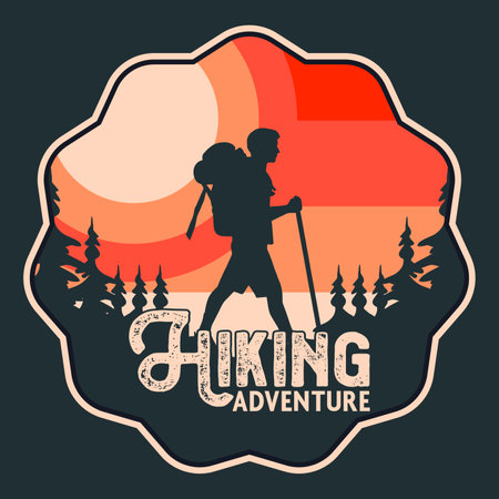 Explorer, wilderness, Adventure, Camping Emblem Graphics Emblem Patch Logo poster vector Illustration Retro Vintage T-shirt Designのイラスト素材