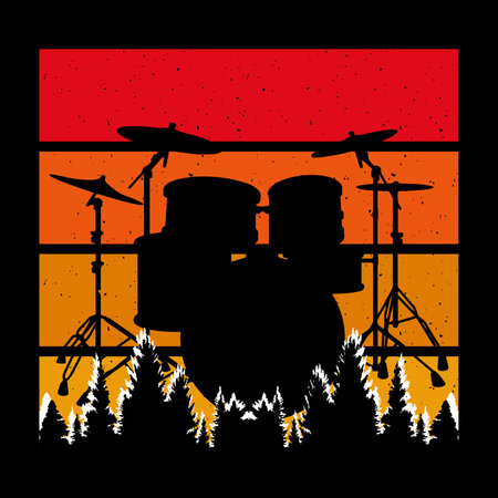 Drumming Funny Musician Retro Vintage Drummer T-shirt Designのイラスト素材
