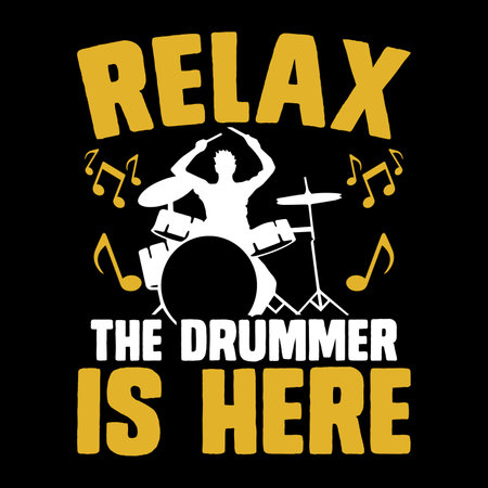 Relax The Drummer Is Here Funny Musician Retro Vintage Drummer T-shirt Designのイラスト素材