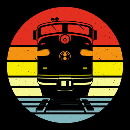 Funny Train Station Retro Vintage Train T-shirt Designのイラスト素材