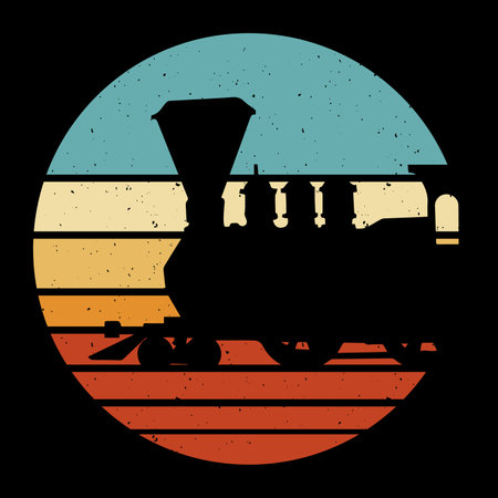Funny Train Station Retro Vintage Train T-shirt Designのイラスト素材