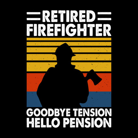 Funny Firefighter Retirement Pension Vintage Retired T-shirt Designのイラスト素材