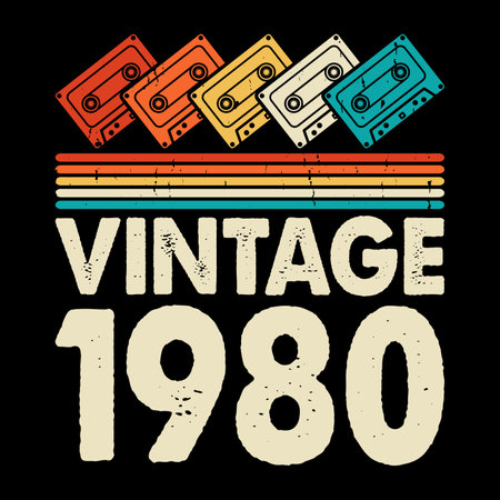 Funny Music Cassette Vintage Mixtape T-shirt Designのイラスト素材