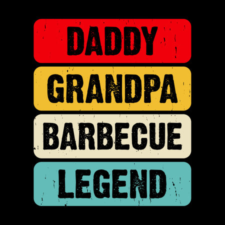 Daddy Grandpa Barbecue Legend Funny Barbecue Lover Retro Vintage BBQ Chef T-shirt Designのイラスト素材