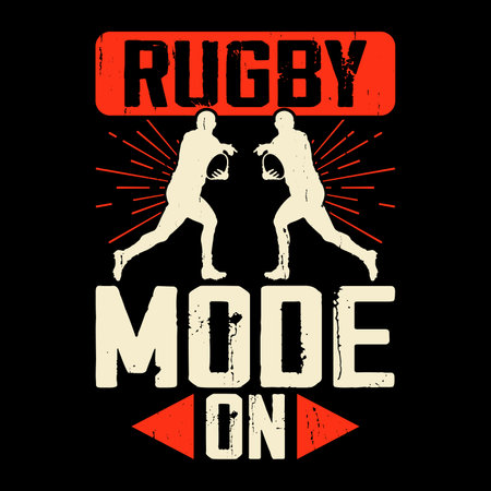 Rugby Mode On Funny Rugby Player Coach Retro Vintage Rugby Player T-shirt Designのイラスト素材