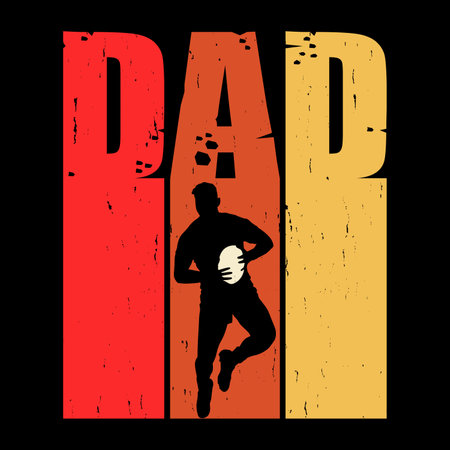 Dad Lover Funny Rugby Player Coach Retro Vintage Rugby Player T-shirt Designのイラスト素材