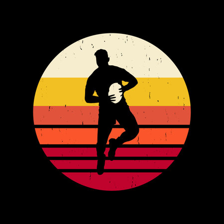 Funny Rugby Player Coach Retro Vintage Rugby Player T-shirt Designのイラスト素材