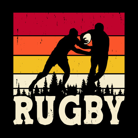 Funny Rugby Player Coach Retro Vintage Rugby Player T-shirt Designのイラスト素材