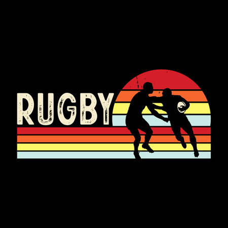 Funny Rugby Player Coach Retro Vintage Rugby Player T-shirt Designのイラスト素材